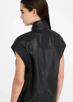 Gilet oversize in pelle
