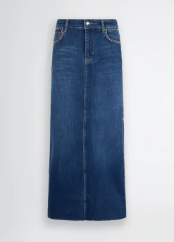Gonna in denim con borchie