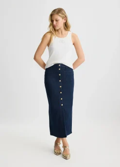 Gonna in denim con bottoni