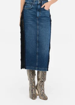 Gonna in denim con pizzo