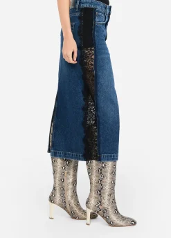 Gonna in denim con pizzo