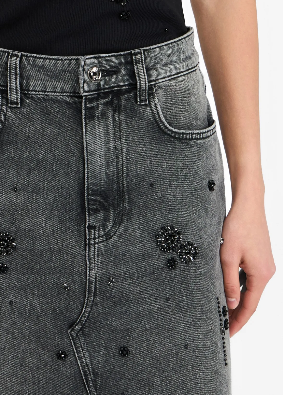 Gonna in denim con strass