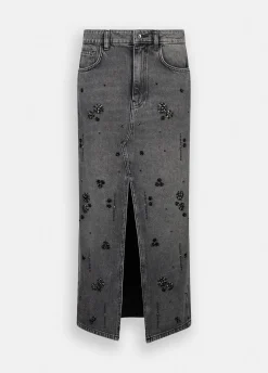 Gonna in denim con strass