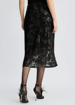 Gonna longuette in tulle ricamato