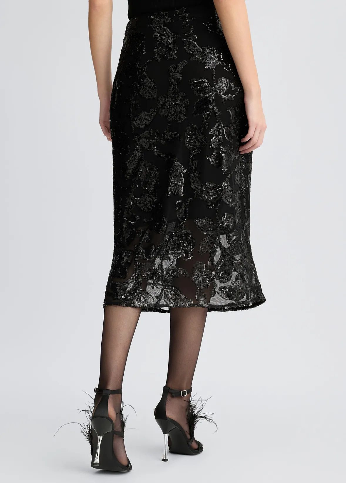 Gonna longuette in tulle ricamato