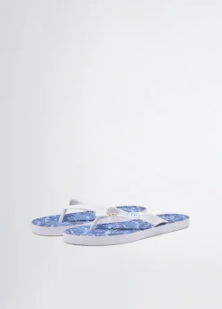 Infradito con stampa effetto denim