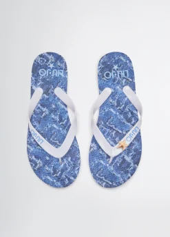 Infradito con stampa effetto denim