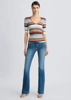 Jeans a zampa con strass