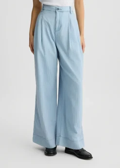Jeans ampi in denim gessato