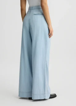 Jeans ampi in denim gessato