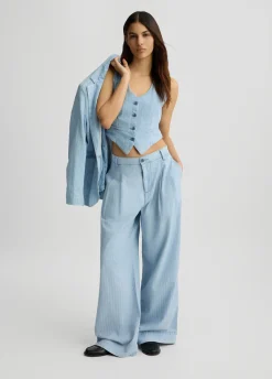Jeans ampi in denim gessato