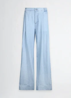 Jeans ampi in denim gessato