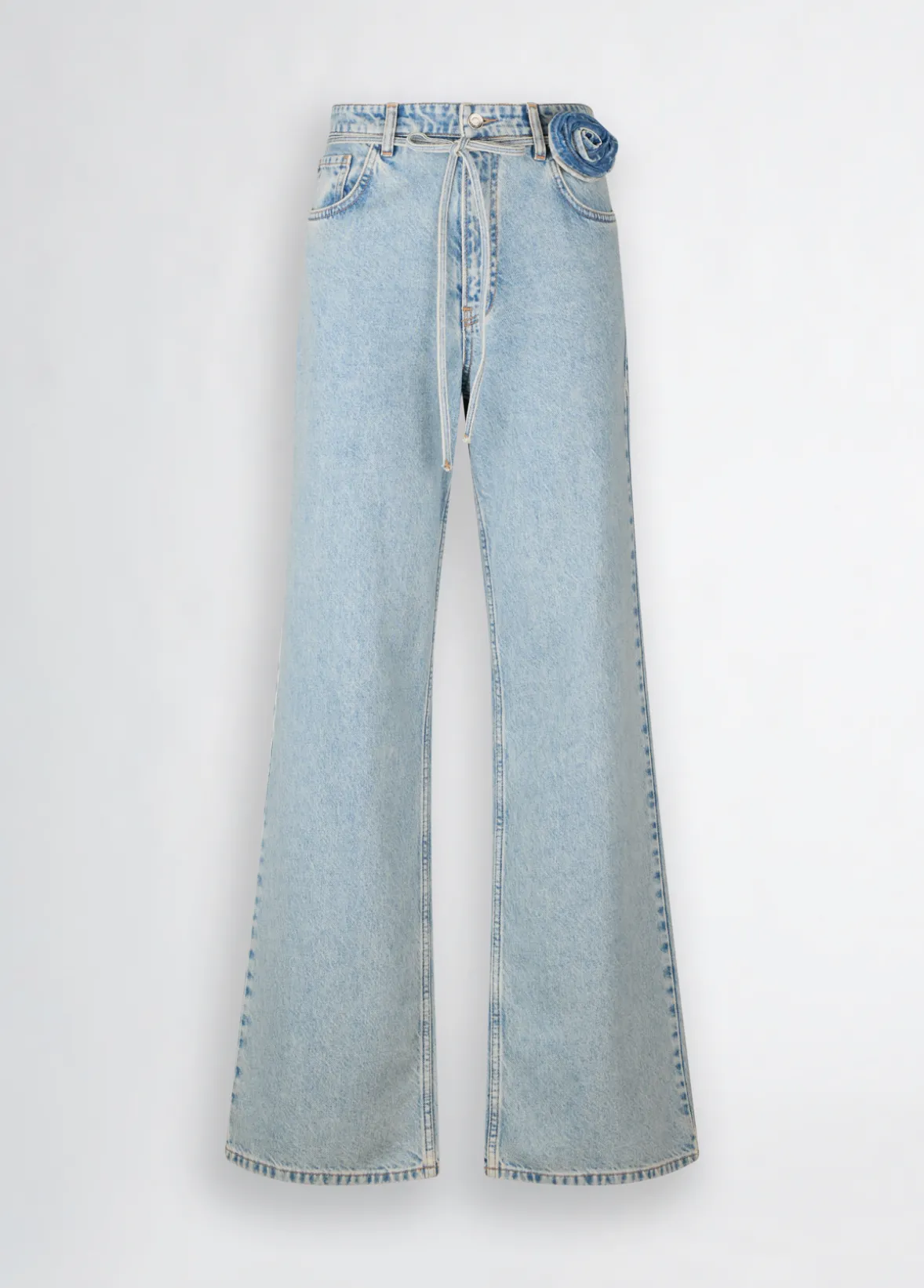 Jeans baggy con cintura floreale