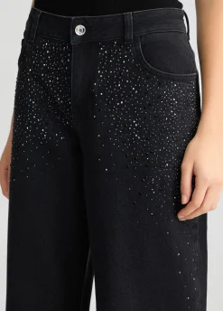 Jeans baggy con strass