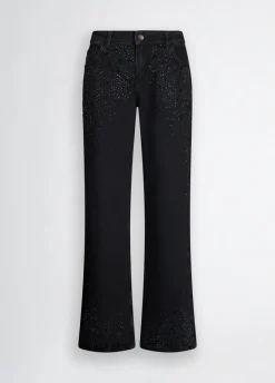 Jeans baggy con strass