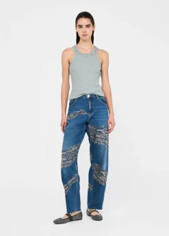 Jeans balloon con borchie e strass