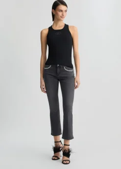 Jeans bootcut con strass