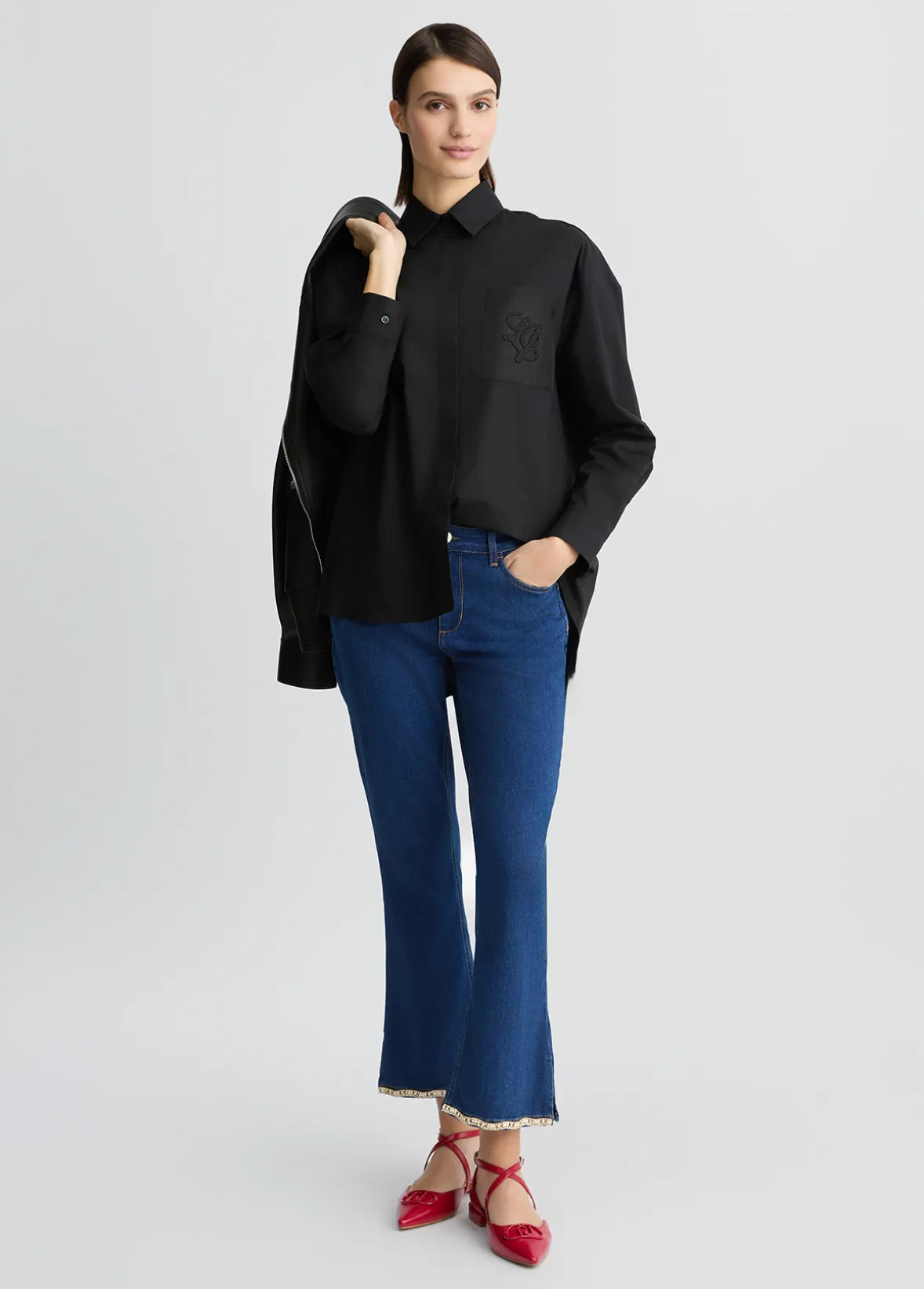 Jeans bootcut con strass