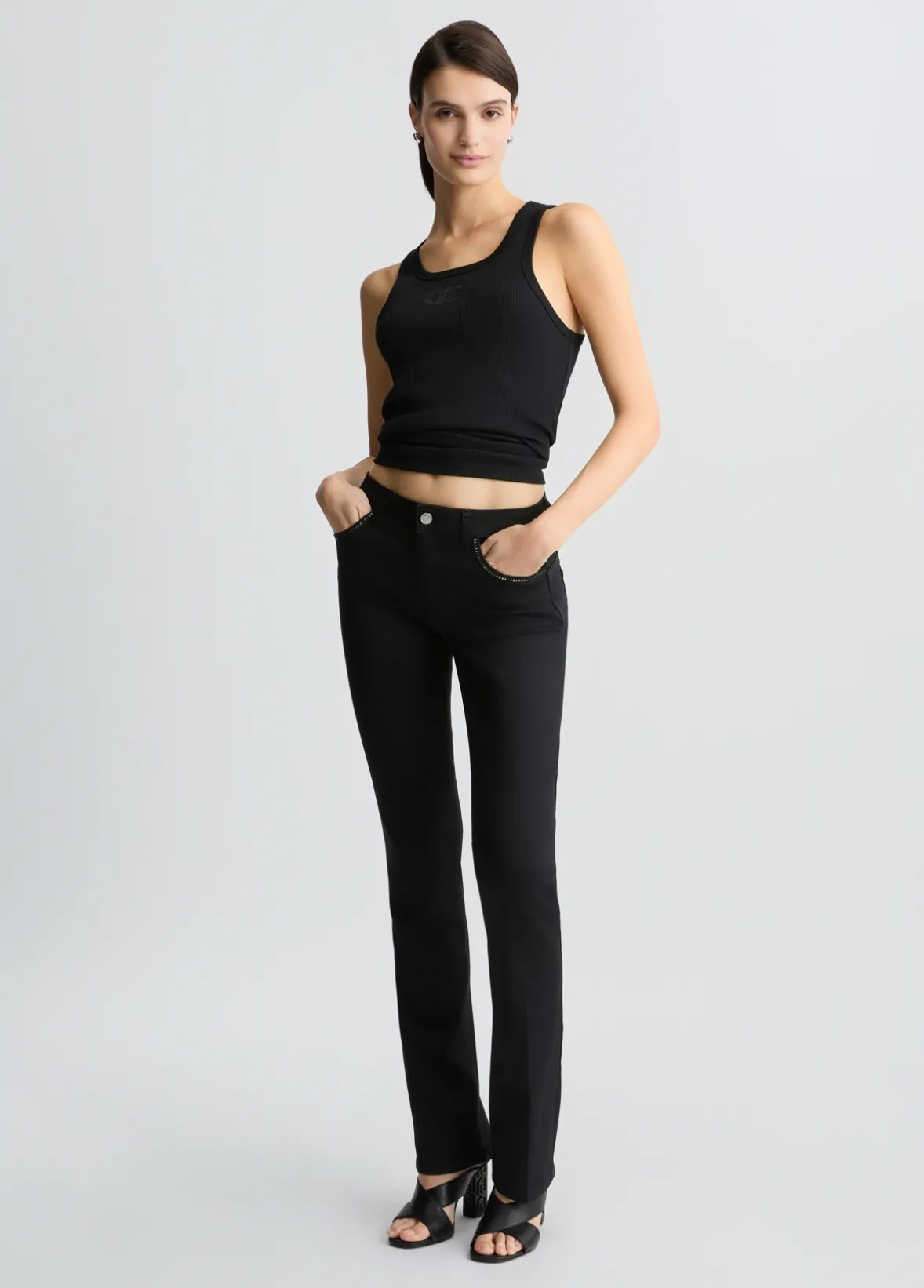 Jeans bootcut con strass