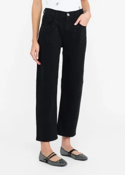 Jeans boyfriend con strass