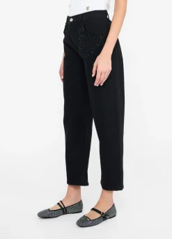 Jeans boyfriend con strass