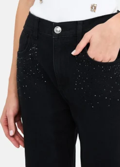 Jeans boyfriend con strass