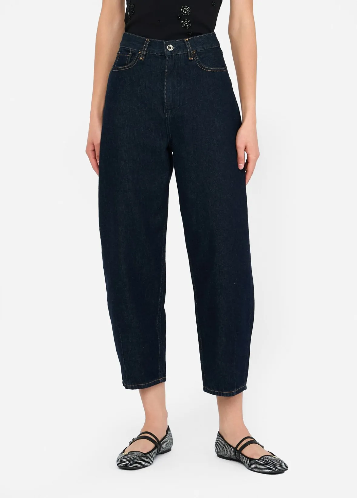 Jeans cropped a vita alta