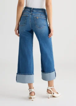 Jeans cropped con risvolto