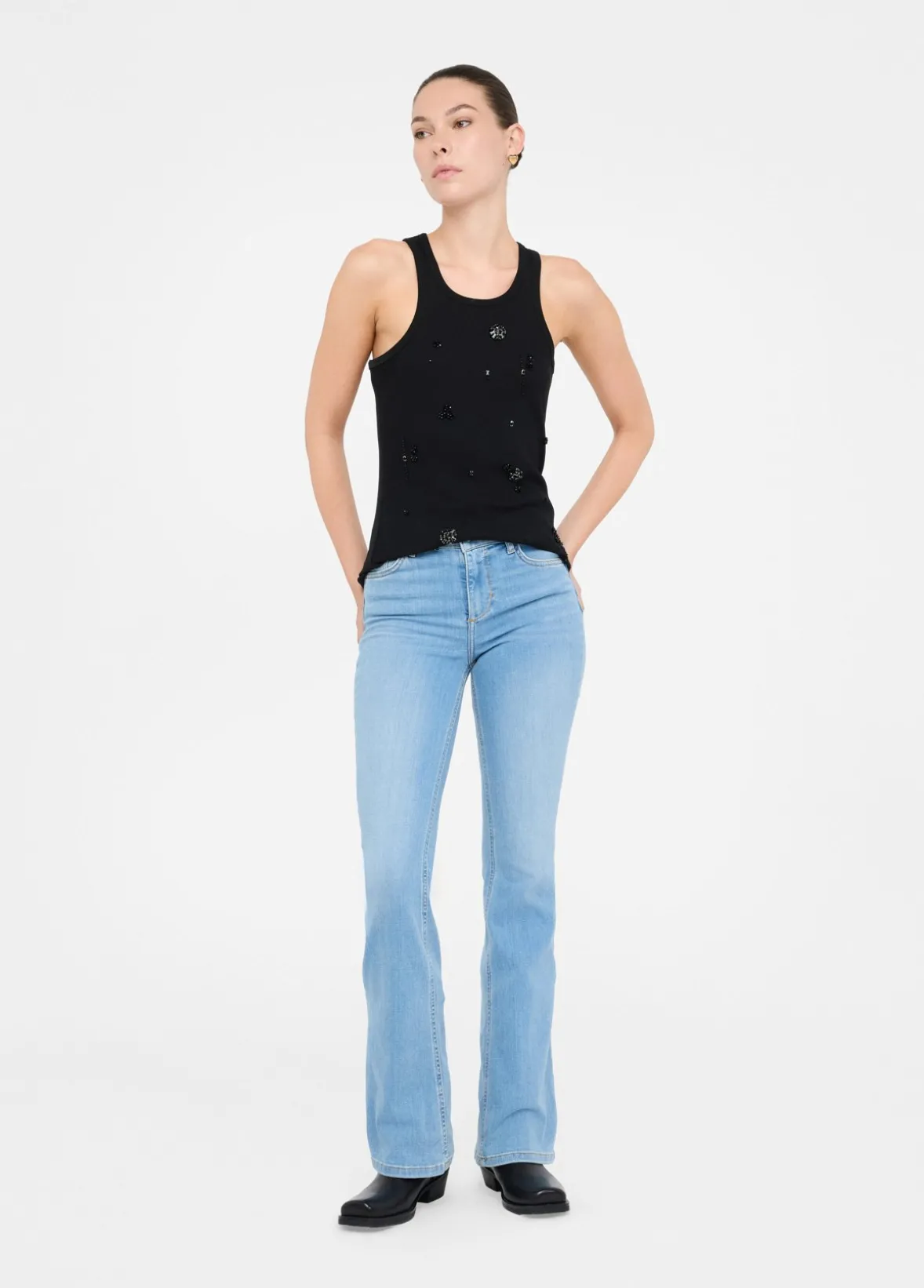 Jeans flare a vita alta