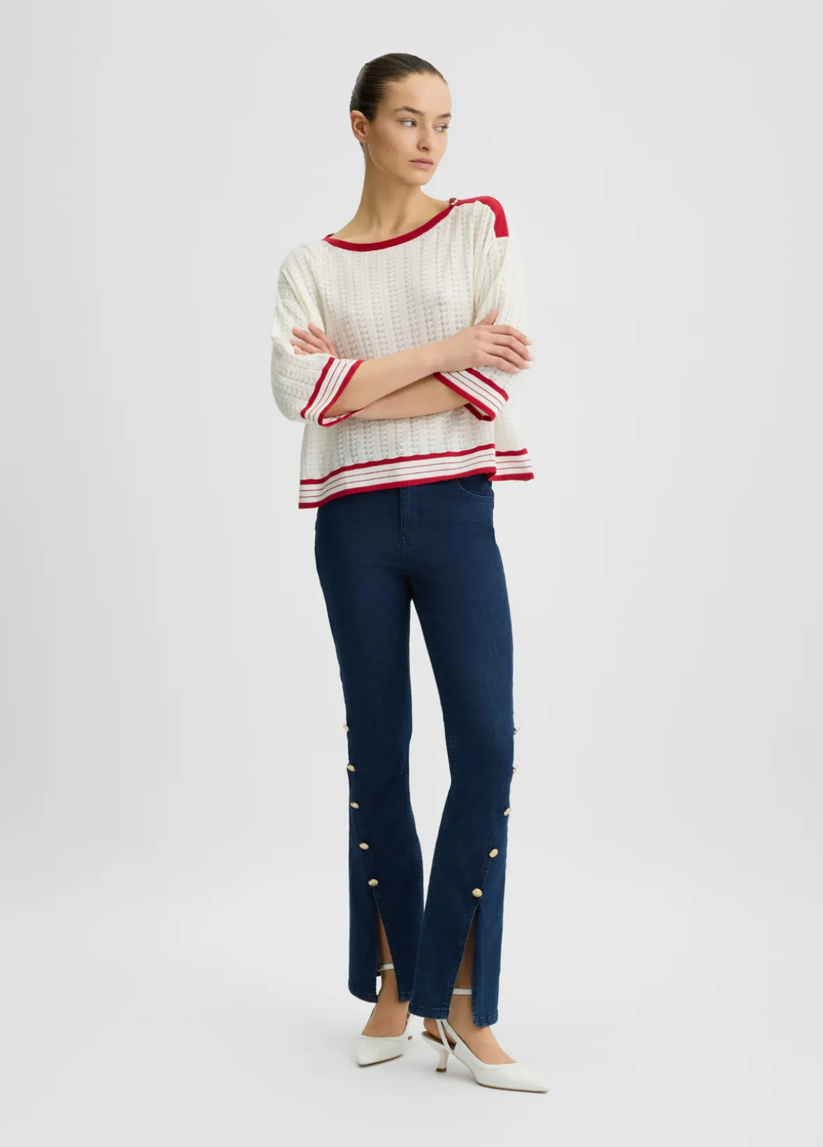 Jeans flare con bottoni