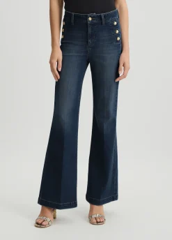 Jeans flare con bottoni gioiello