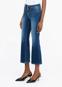 Jeans flare con bottoni gioiello