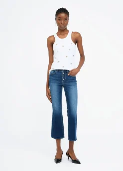 Jeans flare con bottoni gioiello