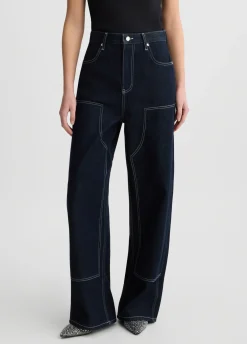 Jeans flare con cuciture a contrasto