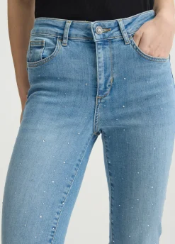 Jeans flare con strass