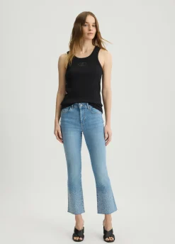 Jeans flare con strass