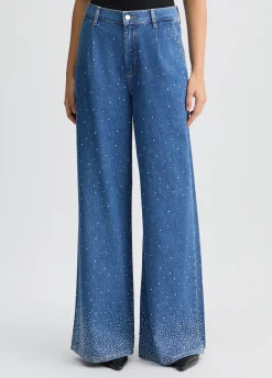 Jeans flare con strass
