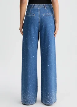 Jeans flare con strass