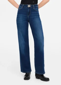 Jeans flare cropped con cintura