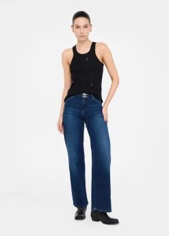 Jeans flare cropped con cintura