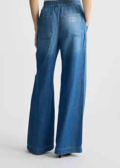 Jeans flare in lino e cotone