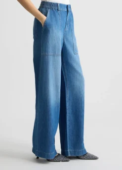 Jeans flare in lino e cotone