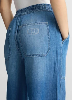 Jeans flare in lino e cotone