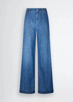 Jeans flare in lino e cotone