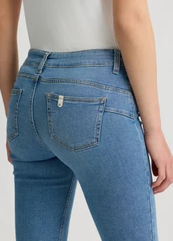 Jeans skinny bottom up con strass