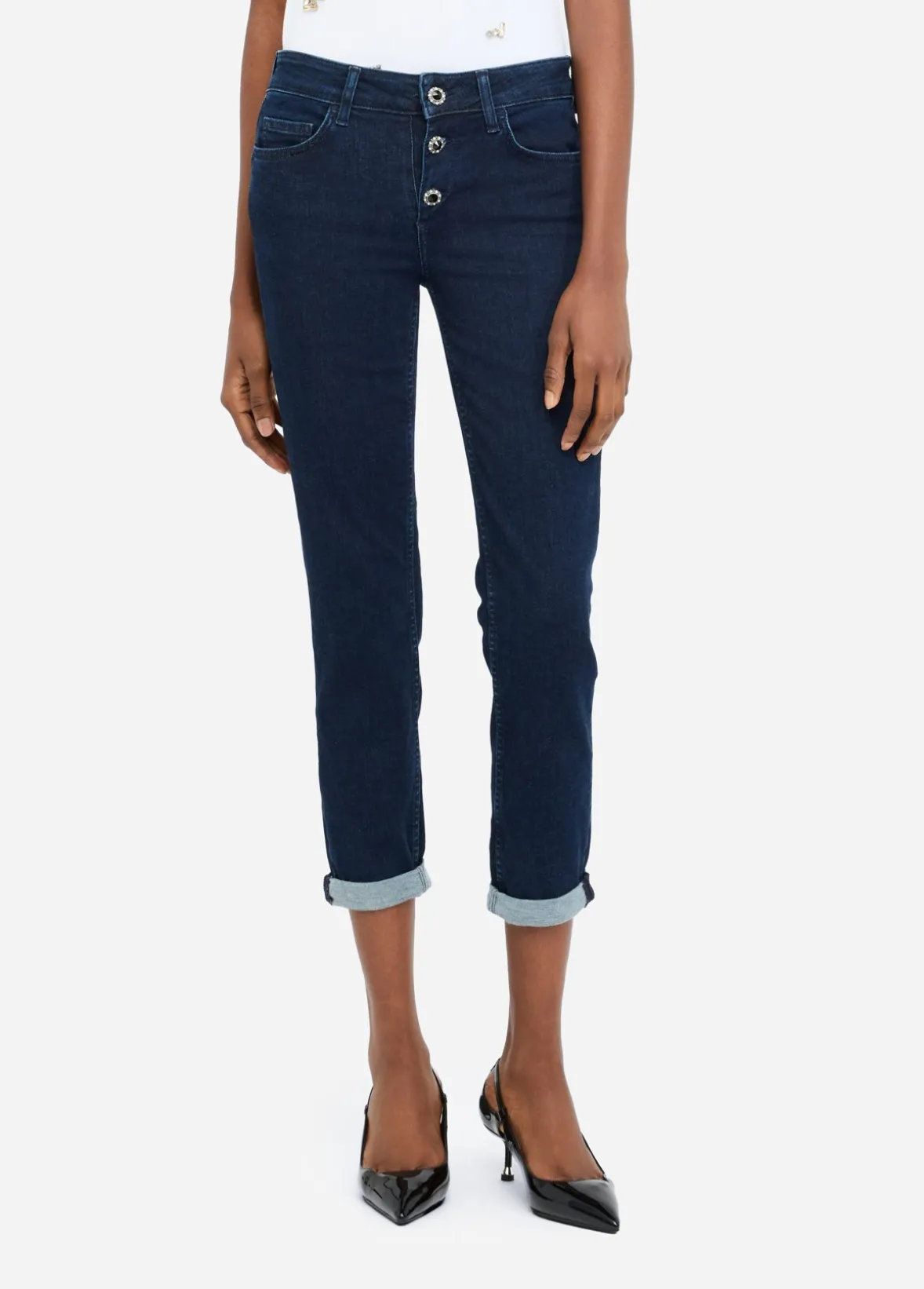 Jeans skinny con risvolto
