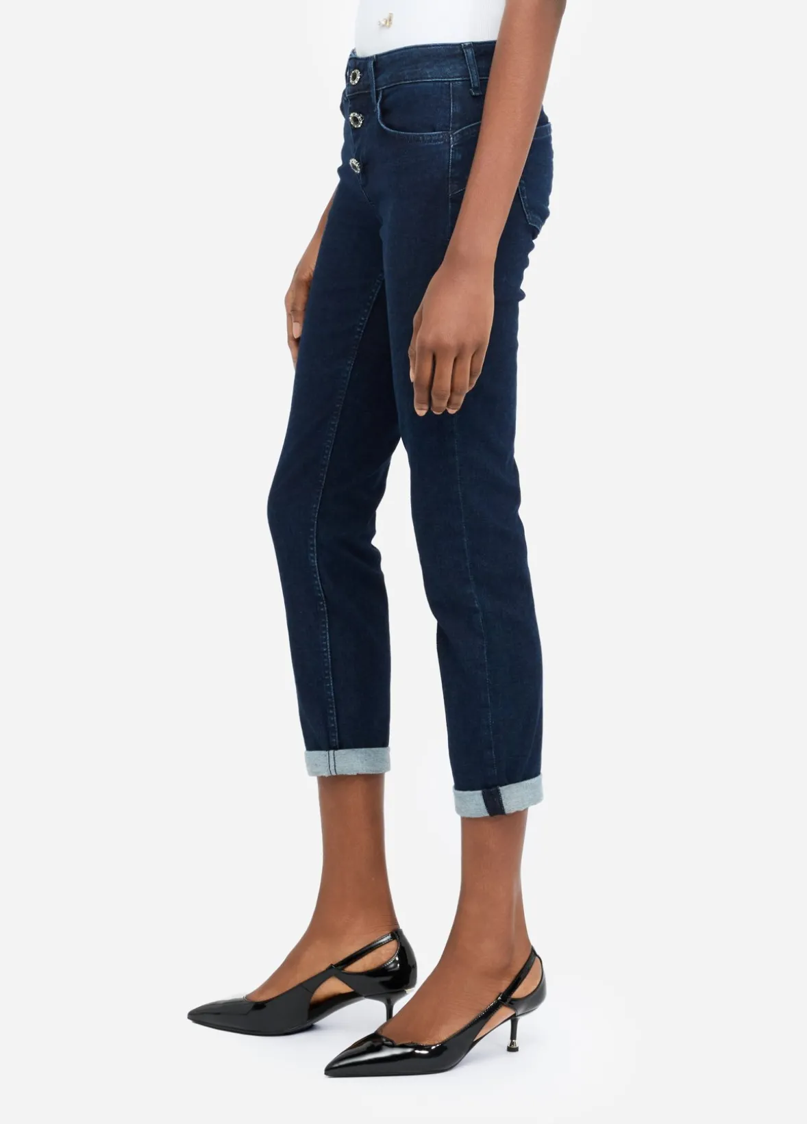 Jeans skinny con risvolto