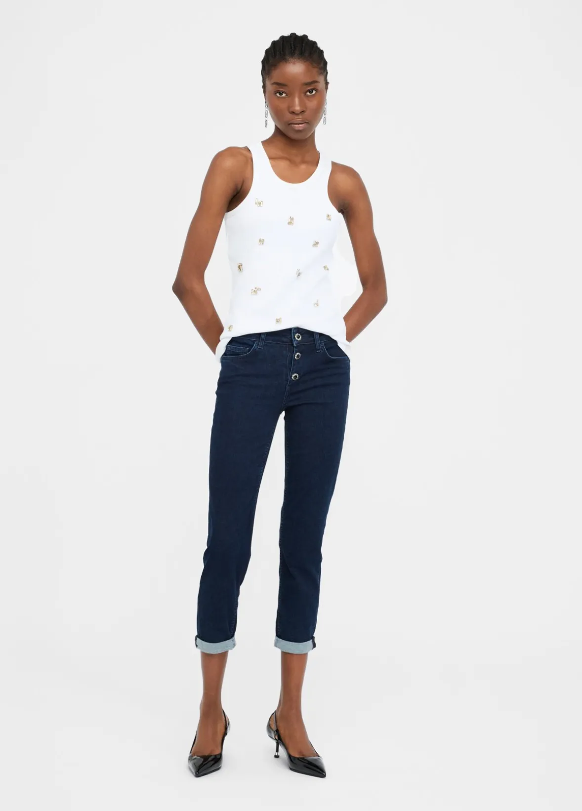 Jeans skinny con risvolto