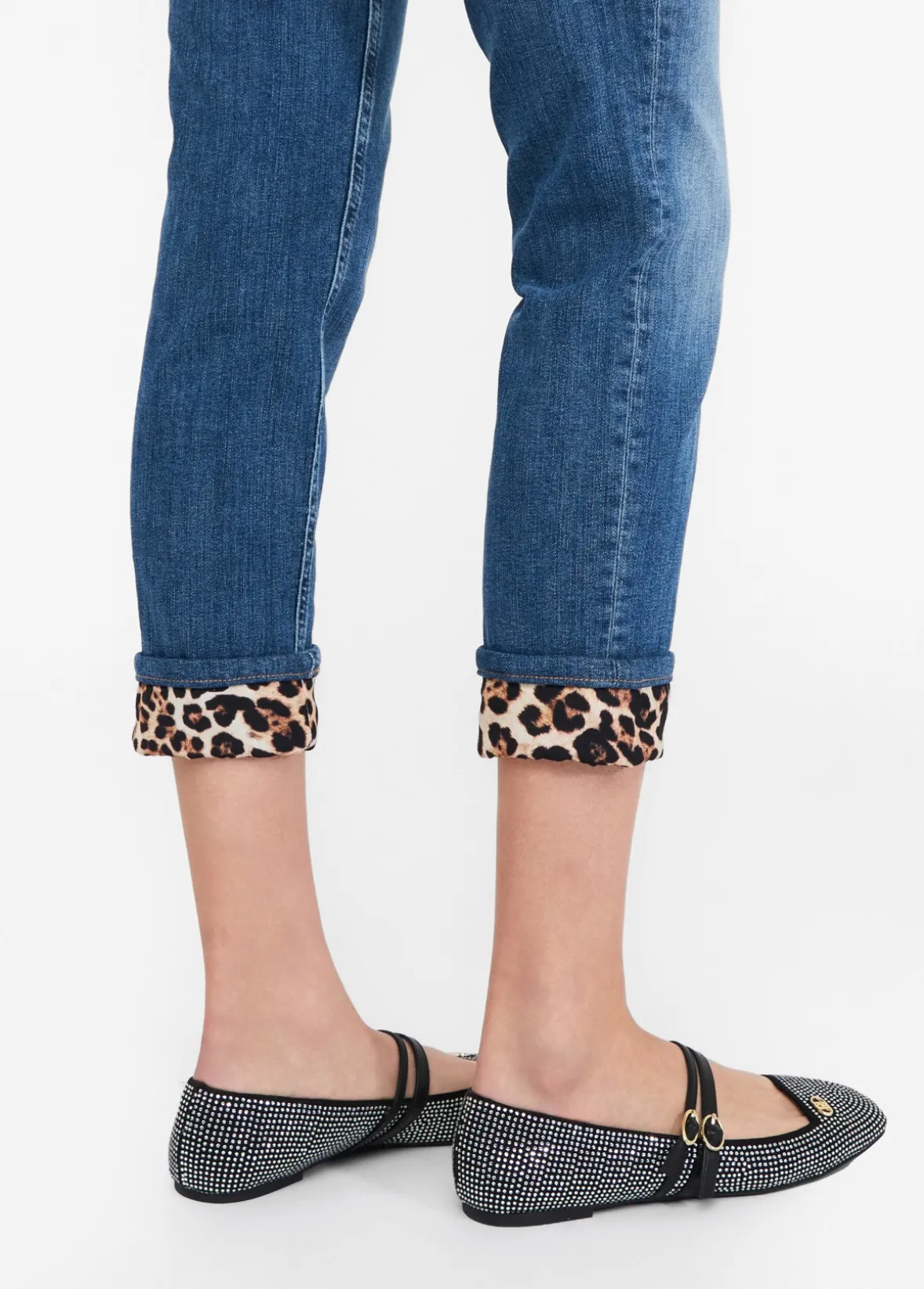 Jeans skinny con risvolto