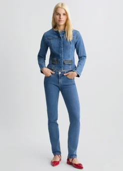 Jeans slim fit con strass